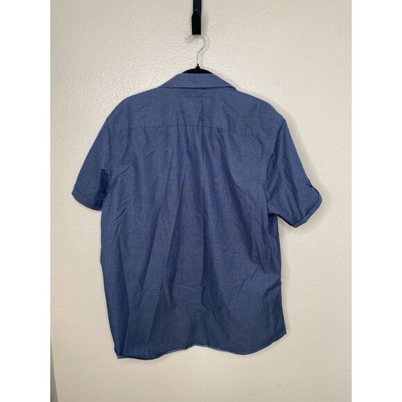 Calibrate Mens Non-Iron Short Sleeve Shirt Size XL Blue Cotton Button up - Picture 3 of 6